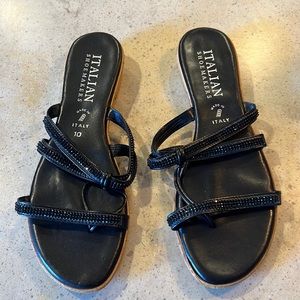Black Italian dress sandals, size 10